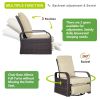 Outdoor Patio Rattan Wicker Swivel Recliner Chair;  Adjustable Reclining Chair 360Â° Rotating with Water Resistant Cushions - Khaki