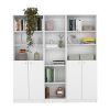 Acres 3 Piece Home Bookcase set, 67" Wide with 11 Shelves and Two Double-Door Cabinet , Living Room Set White - as Pic