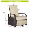 Outdoor Patio Rattan Wicker Swivel Recliner Chair;  Adjustable Reclining Chair 360Â° Rotating with Water Resistant Cushions - Khaki