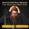 Beard Straightener for Men Heating Comb Straightener Smoothing Iron Straightening Brush 2 In 1 Hair Straightener and Curler - Black