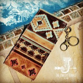 Embossed Leather Sunglasses Case with Keychain