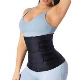 Waist Trainer for Women Slimming Body Shaper Compression Waist Trimmer Cincher Corset Sauna Sweat Belt for Weight Loss Workout Fitness (Color: Black Double Belt With Hook, size: L)