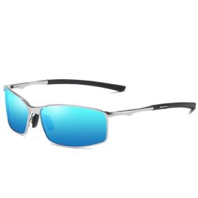 Polarized Sunglasses Driving Glasses Color Changing Glasses Night Vision Goggles (Color: Silver Frame Ice Blue Sheet)