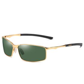 Polarized Sunglasses Driving Glasses Color Changing Glasses Night Vision Goggles (Color: Gold frame dark green sheet)