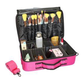 Professional High-capacity Multilayer Portable Travel Makeup Bag with Shoulder Strap (Small)  YF (Color: Rose Red)