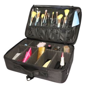 Professional High-capacity Multilayer Portable Travel Makeup Bag with Shoulder Strap Size L   YF (Color: Black)