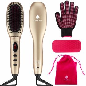 Hair Straightener Brush with Ionic Generator by MiroPure (Color: Champagne Gold)