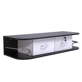 Wall Mounted Barber Station, Beauty Table with Locking Drawer, Beauty Spa Salon Styling Equipment, XH (Color: black + white)